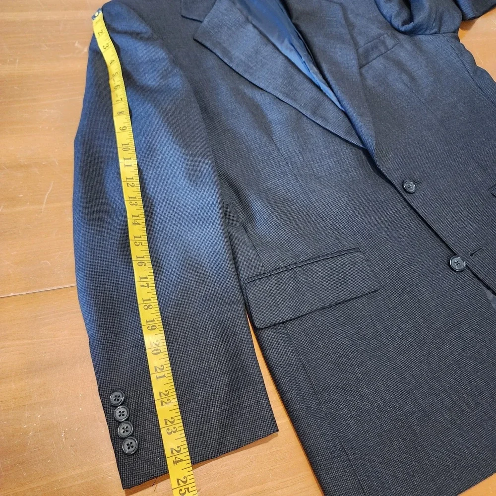 Southwick USA‎ Sharkskin Wool Suit Jacket 40R Gray Sport Coat Classic Tailored